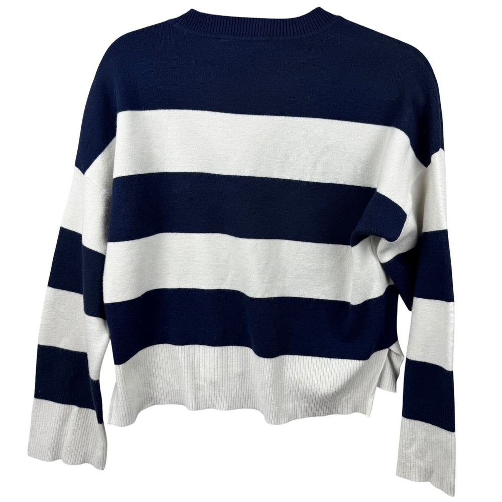 Abercrombie‎ & Fitch Striped Sweater Womens Small Navy White Cropped Nautical - Picture 4 of 13